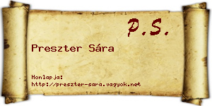 Preszter Sára névjegykártya